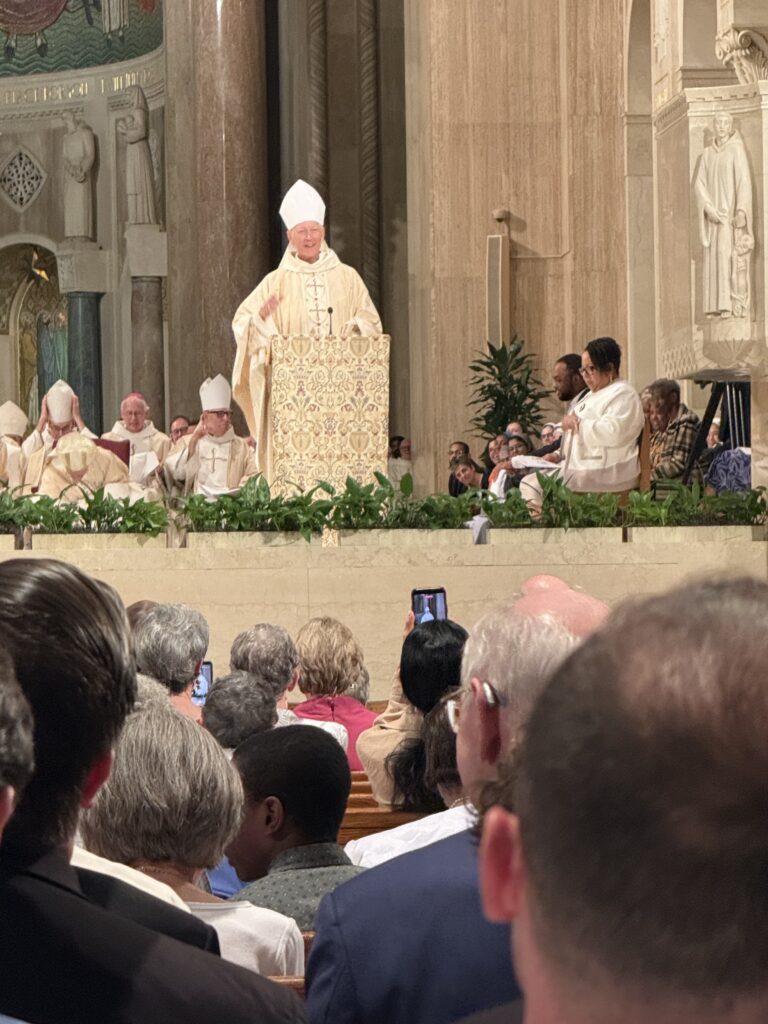 Bishop giving his acceptance speech.