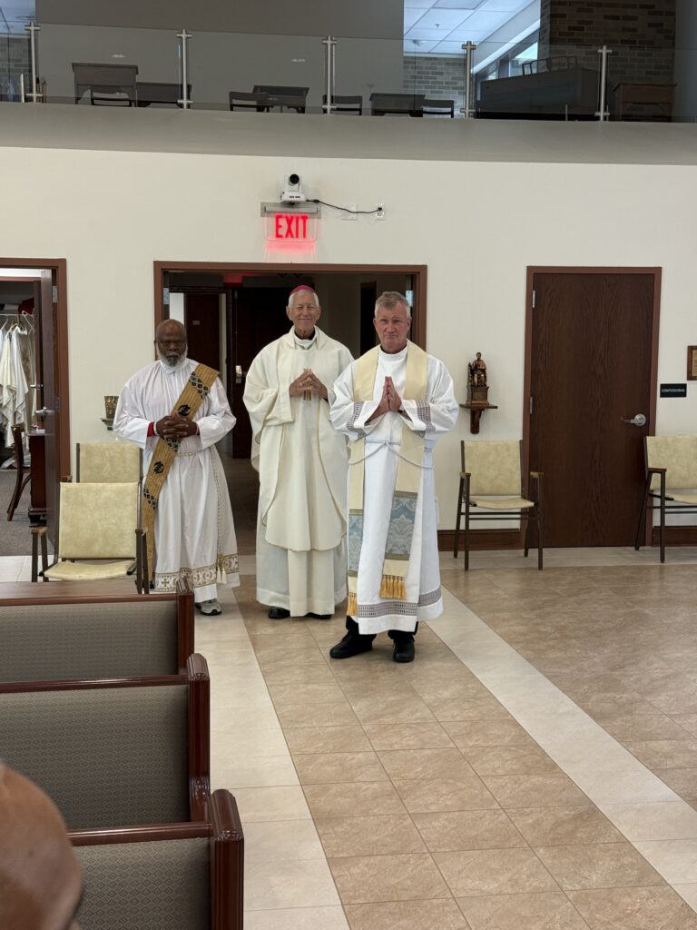 Mass entrance with Bishop Gary, Fr. Jack, and Deacon Tim.